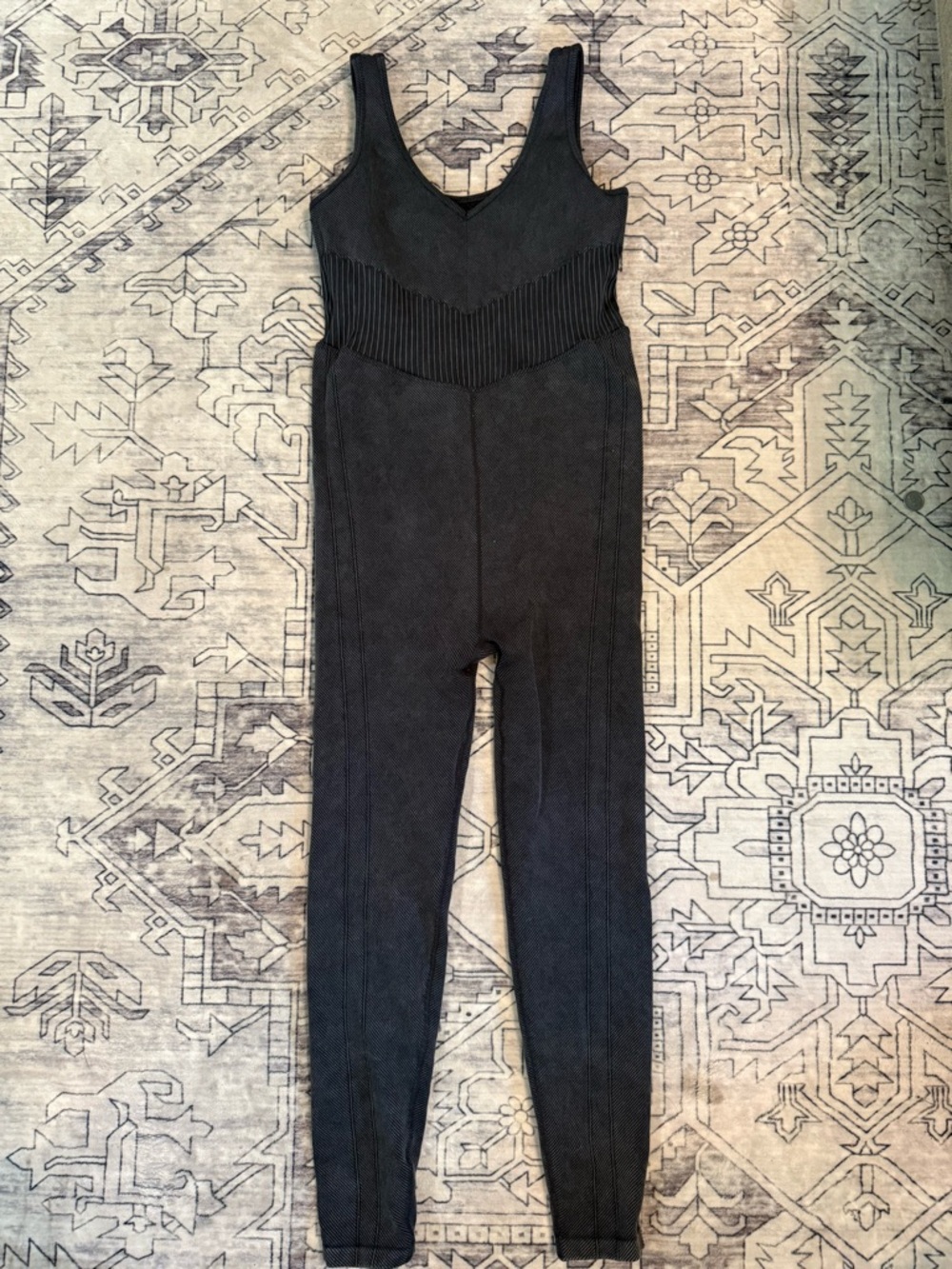 HARMONY AND BALANCE Active Seamless Sculpted Ribbed Knit Bodysuit Jumpsuit S EUC
